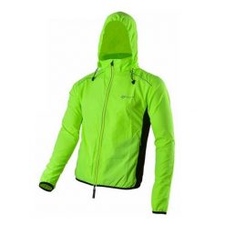 Kurtka wiatrówka rowerowa z kapturem w kolorze fluorescencyjnej zieleni ROCKBROS. Zielone kurtki męskie ROCKBROS, l, bez wzorów, z materiału, biznesowe, z kapturem. Za 163.08 zł.