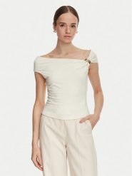 Guess Bluzka W6YP48 K4527 Kremowy Regular Fit. Białe bluzki damskie Guess, s, z aplikacjami, z lyocellu, bez kołnierzyka, bez ramiączek. Za 264.99 zł.