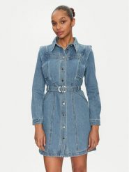 Morgan Sukienka jeansowa 251-RICOLI Szary Regular Fit. Szare sukienki damskie Morgan, bez wzorów, z bawełny, bez kołnierzyka, bez ramiączek. Za 239.99 zł.