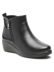 Clara Barson Botki LH21-1109-1 Czarny. Czarne botki damskie Clara Barson, ze skóry, bez obcasa, na koturnie, bez zapięcia. Za 139.99 zł.