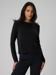 4F Longsleeve regular z modalem damski - czarny XL. Czarne t-shirty damskie 4f, xl, bez wzorów, z dzianiny, bez kołnierzyka. Za 99.99 zł.