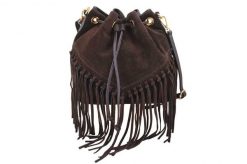 Torebka skórzana boho style - Brązowa ciemna. Brązowe torebki shopper damskie Barberinis, bez wzorów, ze skóry, boho, małe, zamszowe, bez dodatków. Za 276.99 zł.