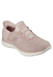 Tenisówki Skechers Model Slip-ins Summits- Dazzling Haze Kolor Rose. Czerwone trampki i tenisówki damskie Skechers, bez wzorów, z dzianiny, bez zapięcia. Za 299.99 zł.