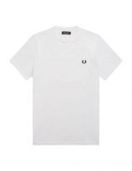 T-shirt Fred Perry Biały z Okrągłym Kołnierzem. Białe t-shirty męskie Fred Perry, xl, bez wzorów, z bawełny, eleganckie, bez kołnierzyka. Za 227.25 zł.