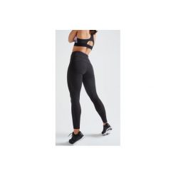 Legginsy fitness kardio 500 damskie. Czarne legginsy damskie DOMYOS, l, bez wzorów, z elastanu, na fitness i siłownię. Za 79.99 zł.