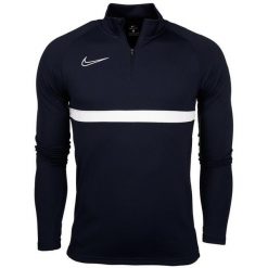 Bluza piłkarska męska Nike Academy Dri-Fit bez kaptura ze stójką na zamek. Białe bluzy męskie Nike, m, bez wzorów, bez kaptura, do piłki nożnej, dri-fit (nike). Za 121.00 zł.