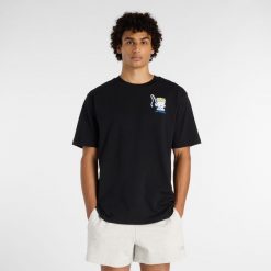 Koszulka męska New Balance MT61I5BMBK – czarna. Czarne koszulki sportowe męskie New Balance, m, z aplikacjami, z bawełny, bez kołnierzyka, bez ramiączek. Za 169.99 zł.
