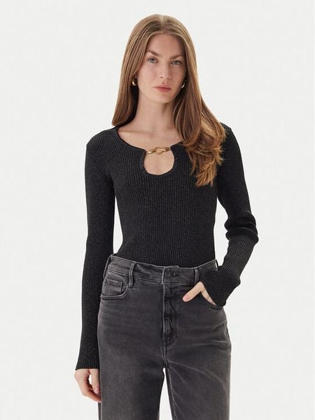 Just Cavalli Sweter 79PAFM10 CMR04 Czarny Slim Fit. Czarne swetry damskie Just Cavalli, s, bez wzorów, z syntetyku, bez kołnierzyka, bez ramiączek, bez kaptura. Za 699.99 zł.