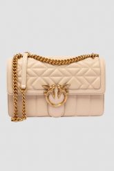 PINKO Beżowa torebka Love One Classic DC. Brązowe kopertówki damskie Pinko, bez wzorów, ze skóry, eleganckie, bez dodatków. W wyprzedaży za 1,429.99 zł.