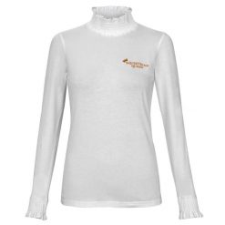 Koszulka konkursowa jeździecka damska Equestrian Queen Hazel z długim rękawem. Białe t-shirty damskie EQUESTRIAN QUEEN, xl, z aplikacjami, z bawełny, klasyczne, bez kołnierzyka. Za 172.99 zł.