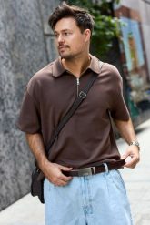 Pasek męski skórzany do spodni casual garnituru automat gładki ciemno brązowy Beltimore A52 : Kolory - brązowy, beżowy, Rozmiar pasków - r.95-110 cm. Brązowe paski damskie bez wzorów, ze skóry, casualowe. Za 64.99 zł.