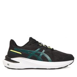Buty do biegania Asics. Czarne buty sportowe dziewczęce Asics, bez wzorów, bez zapięcia, do biegania. Za 259.99 zł.