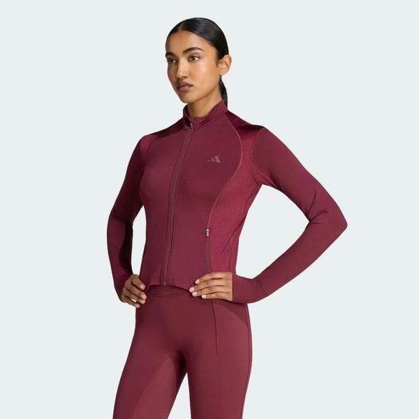 Bluza PrimeLift Essentials Workout Shine Zip. Czerwone bluzy damskie Adidas, uniwersalny, bez wzorów, z elastanu, bez kaptura. Za 239.00 zł.