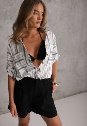 Jasnoniebieska Nietoperzowa Koszula na Lato z Bawełny w Paski o Kroju Oversize Vasare. Niebieskie t-shirty i topy dla dziewczynek Renee, bez wzorów, z bawełny, bez ramiączek. Za 99.99 zł.