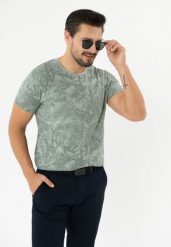 T-shirt z letnim motywem TM-LEFTY. Brązowe t-shirty męskie Volcano, na lato, l, bez wzorów, z bawełny, klasyczne, bez kołnierzyka. Za 69.99 zł.