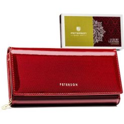 Portfel damski Peterson PTN 42106-SBR czerwony. Czerwone portfele damskie Peterson, bez wzorów, ze skóry. Za 136.99 zł.