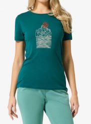 Koszulka z nadrukiem damska Super.natural Preikestolen Cliffs Tee. Zielone t-shirty damskie super.natural, m, bez wzorów, z dzianiny, bez kołnierzyka. Za 247.49 zł.
