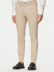 BOSS Spodnie materiałowe P-Kaiton1 50553841 Beżowy Slim Fit. Brązowe spodnie materiałowe męskie Boss, m, bez wzorów, z bawełny. Za 699.99 zł.