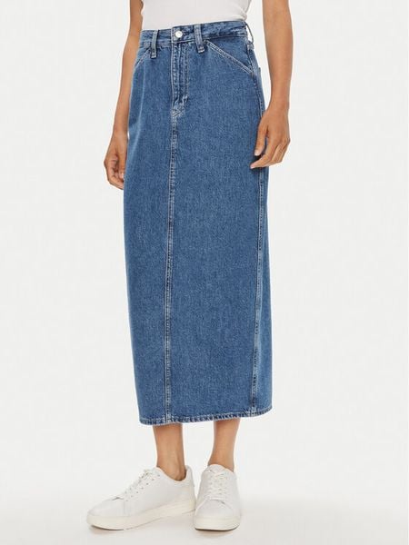 Calvin Klein Jeans Spódnica jeansowa J20J223680 Niebieski Regular Fit. Niebieskie spódnice damskie Calvin Klein Jeans, bez wzorów, z bawełny. Za 309.99 zł.