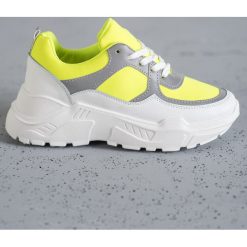 Ideal Shoes Neonowe Obuwie Sportowe. Białe obuwie sportowe damskie IDEAL SHOES, bez wzorów, na fitness i siłownię. Za 87.80 zł.
