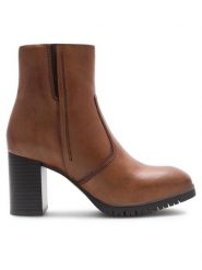 Lasocki Botki WB-GIADA-04M Brązowy. Brązowe botki damskie Lasocki, ze skóry, bez obcasa, na słupku, bez zapięcia. Za 279.99 zł.