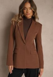 Brązowa Marynarka VICES o Taliowanym Kroju z Podkreślonymi Ramionami Arivita. Brązowe żakiety damskie Renee, l, bez wzorów, z jeansu, eleganckie. Za 189.99 zł.