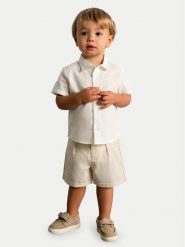 Mayoral Komplet koszula i szorty materiałowe 1225 Beżowy Regular Fit. Brązowe szorty dla chłopców Mayoral, bez wzorów, z bawełny. Za 169.99 zł.