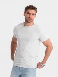 Męski t-shirt fullprint w liście palmy - szary V2 OM-TSFP-0182 M. Szare t-shirty męskie Ombre, m, bez wzorów, bez kołnierzyka. Za 196.65 zł.