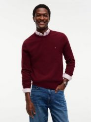 Tommy Hilfiger sweter Mężczyźni Bawełna czerwony, M. Czerwone swetry przez głowę męskie Tommy Hilfiger, m, bez wzorów, z bawełny, bez kołnierzyka. Za 409.95 zł.