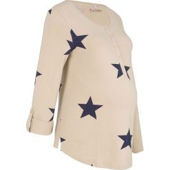 Shirt ciążowy i do karmienia bonprix beżowo-niebieski z nadrukiem. Bluzki damskie marki bonprix. Za 49.99 zł.