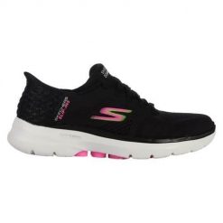 Buty do chodzenia damskie Skechers Go Walk 6 Vivid Id Slip Ins. Czarne obuwie sportowe damskie Skechers, bez wzorów, z materiału, sportowe, bez zapięcia. Za 468.00 zł.