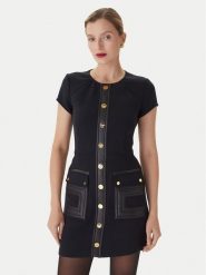 Elisabetta Franchi Sukienka koktajlowa AB-819-57E2-V690 Czarny Regular Fit. Czarne sukienki damskie Elisabetta Franchi, bez wzorów, z syntetyku, wizytowe, bez kołnierzyka, bez ramiączek. Za 2,989.00 zł.