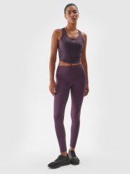 4F Legginsy treningowe ze średnim stanem damskie - fioletowe XS. Fioletowe legginsy damskie 4f, s, bez wzorów, z dzianiny. W wyprzedaży za 69.99 zł.