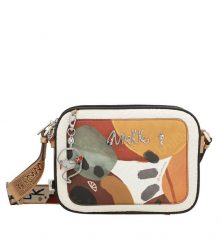 Pomarańczowa Stylowa Torebka Damska Anekke. Brązowe listonoszki damskie Anekke, bez wzorów, z materiału, eleganckie, z nadrukiem, bez dodatków. Za 369.00 zł.