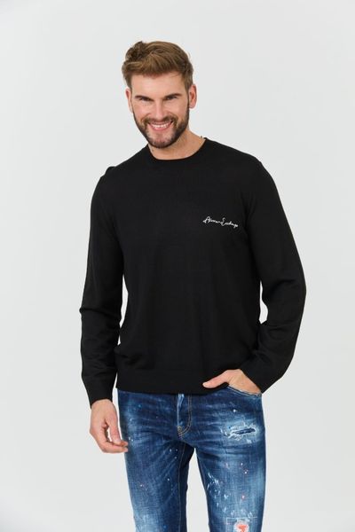 ARMANI EXCHANGE Czarny męski sweter Jumpers, Rozmiar S. Czarne swetry przez głowę męskie Armani Exchange, l, bez wzorów, bez kołnierzyka. W wyprzedaży za 285.99 zł.