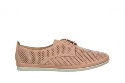 Półbuty Bayla-161 158 23702 Nude 161485, Różowy, Skóra naturalna - 38. Czerwone półbuty damskie Bayla, na lato, bez wzorów, z materiału, bez obcasa, bez zapięcia. W wyprzedaży za 179.10 zł.