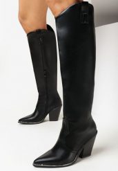 Czarne Kozaki Kowbojki na Wysokim Stożku z Cyrkoniami Joeli. Czarne kozaki damskie Born2be, bez obcasa, na obcasie. Za 169.99 zł.