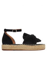 DeeZee Espadryle 8-807-1 Czarny. Czarne sandały damskie DeeZee, bez wzorów, z materiału, bez obcasa, bez zapięcia. Za 119.99 zł.
