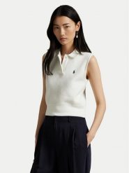 Polo Ralph Lauren Sweter 211970666001 Biały Regular Fit. Białe swetry damskie Polo Ralph Lauren, xl, bez wzorów, z bawełny, bez kołnierzyka, bez ramiączek, bez kaptura. Za 493.99 zł.
