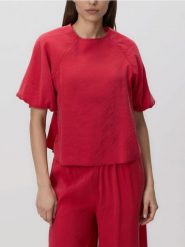 Bluzka z modalem - czerwony. Czerwone bluzki damskie Reserved, l, bez wzorów, z tkaniny, bez kołnierzyka, bez ramiączek. Za 99.99 zł.