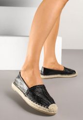 Czarne Espadryle Ozdobione Plecioną Cholewką i Sznurkiem Andisla. Czarne espadryle damskie Born2be, na lato, bez wzorów, z jeansu, klasyczne, bez obcasa, bez zapięcia. Za 54.99 zł.