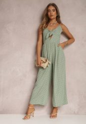 Miętowy Kombinezon Phaedrelaia. Zielone sukienki damskie Renee, na imprezę, l, z aplikacjami, z tkaniny, eleganckie, bez kołnierzyka, bez ramiączek, maxi. Za 84.99 zł.