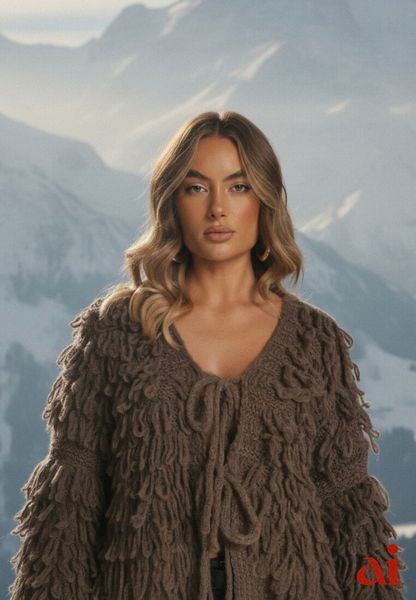 Jasnobrązowy Kardigan z Wiązaniem i Frędzlami z Domieszką Wełny i Wiskozy Tiseana. Brązowe kardigany damskie Renee, bez wzorów, z wełny. Za 169.99 zł.