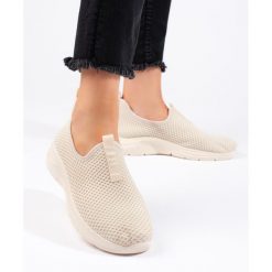 Beżowe tekstylne buty sportowe beżowy. Brązowe obuwie sportowe damskie bez wzorów. Za 86.94 zł.