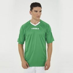 Koszulka do koszykówki LOS ANGELES zielona. Białe koszulki sportowe męskie Legea, bez wzorów, z materiału, bez kołnierzyka, bez ramiączek, do koszykówki. W wyprzedaży za 92.50 zł.