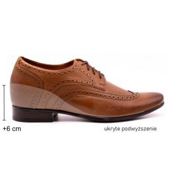 Olivier Buty męskie podwyższające wizytywe 617P brązowe. Brązowe półbuty na co dzień męskie bez zapięcia. Za 453.66 zł.