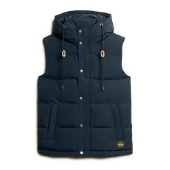 Kurtka bez rękawów z kapturem Superdry Everest. Niebieskie kurtki męskie Superdry., m, bez wzorów, z materiału, wspinaczkowe. Za 442.50 zł.