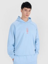 4F Bluza dresowa nierozpinana z kapturem męska - niebieska S. Niebieskie bluzy męskie 4f, m, bez wzorów, z bawełny, z kapturem. W wyprzedaży za 99.99 zł.