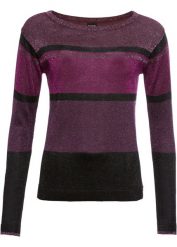 Cienki sweter z mieszanki wiskozy. Fioletowe swetry damskie bonprix, bez wzorów, z wiskozy, bez kołnierzyka, bez ramiączek, bez kaptura. Za 94.99 zł.