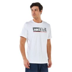 Bawełniana Koszulka Męska Fc Block. Białe koszulki sportowe męskie Nike, m, bez wzorów, z bawełny, bez kołnierzyka, bez ramiączek, trekkingowe. Za 175.99 zł.